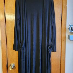 Women's Long Black Open-Front Cardigan Sweater
